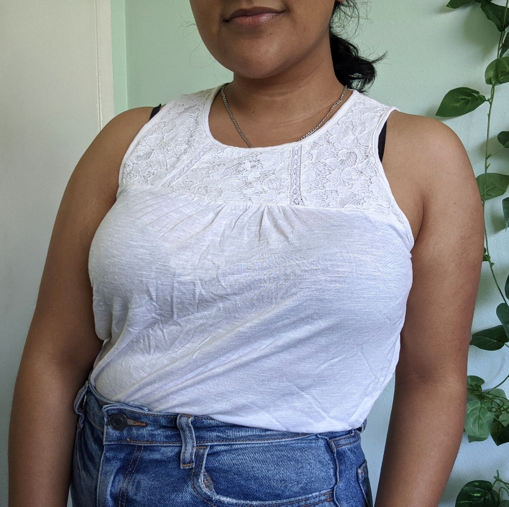 White Lacey Spring Tank Top